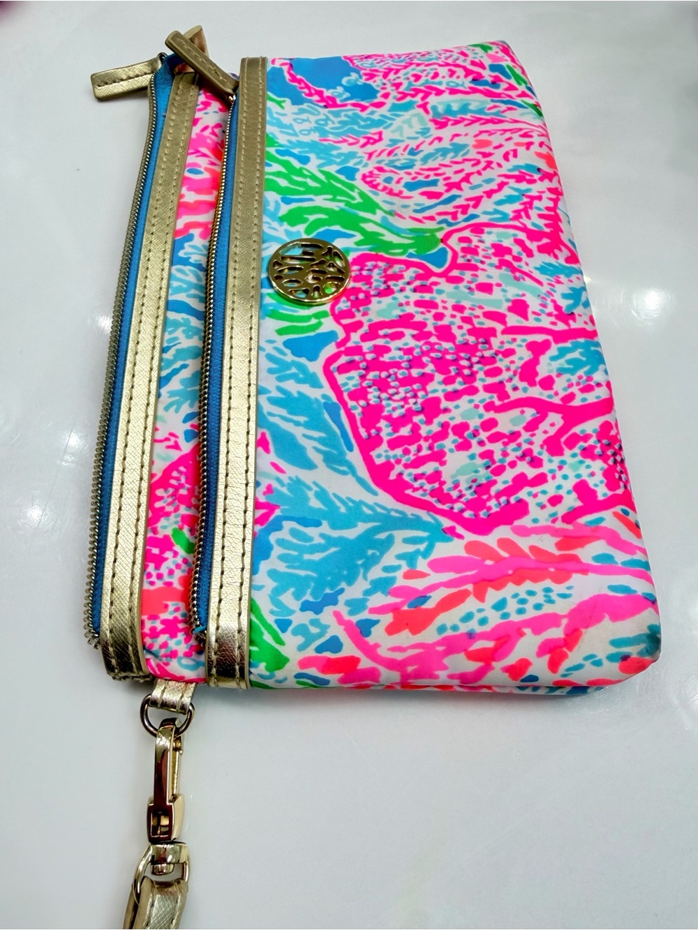 Lilly Pulitzer Wristlet with Gold Trim